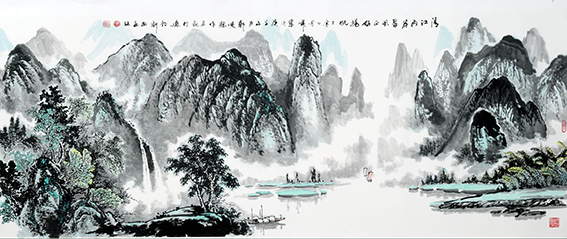 郑健鹏作品12《清江两岸翠 风正好扬帆》